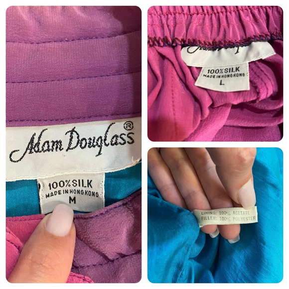 80’s Vintage Color Blocked Silk Tracksuit - Picture 7 of 9